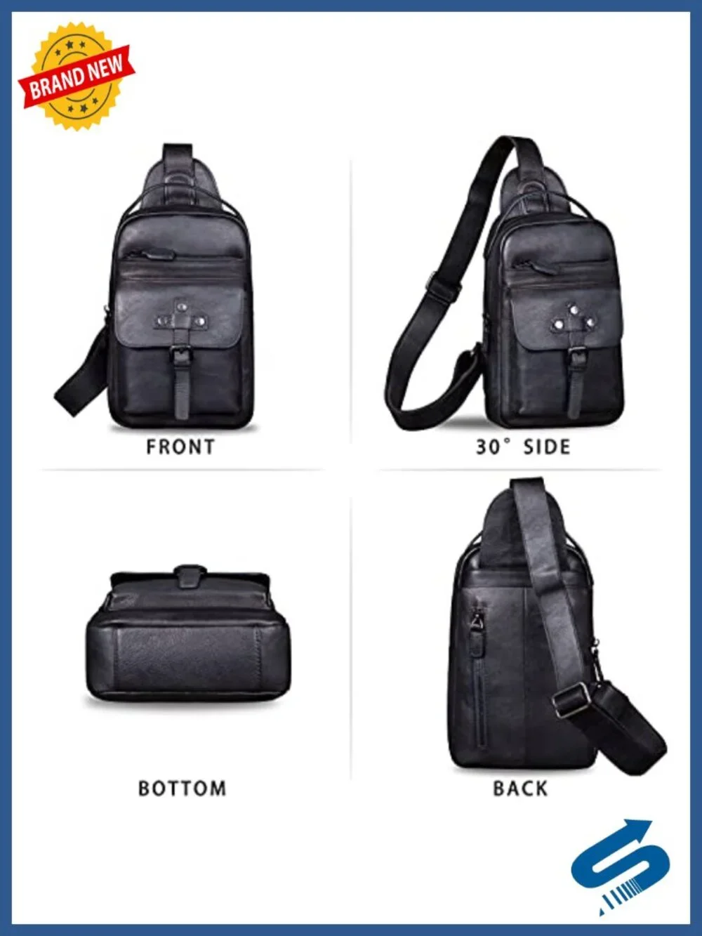 Genuine Leather Sling Bag Hiking Backpack Crossbody Daypack